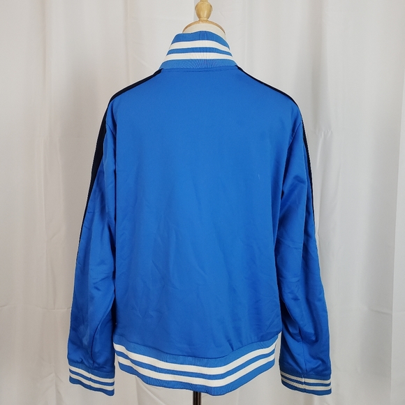 Champion Varsity Style Bomber Jacket with Striped Spellout Sleeve 2XL Blue White - Picture 2 of 4